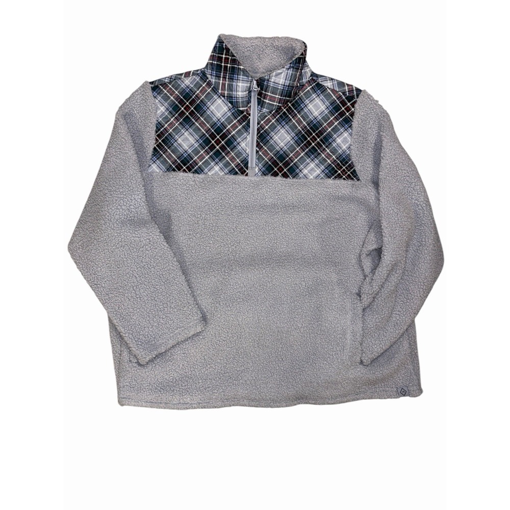 VERA BRADLEY TEDDY FLEECE HALF-ZIP PULLOVER GRAY PLAID SIZE 2XL NWOT (e9)